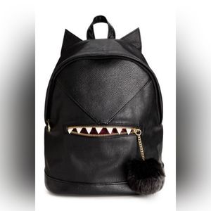 H&M cat monster mini backpack purse with pompom